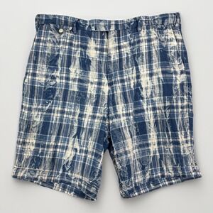Polo Ralph Lauren India Madras Blue White Linen Shorts 36x8.5" Resortwear
